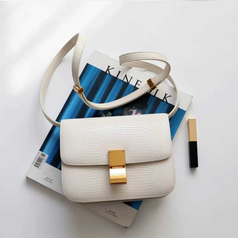 Luxurious Lid-Patterned Tofu Bag Cowhide Single-Shoulder Crossbody And Hand-Held Small Square BagW251112