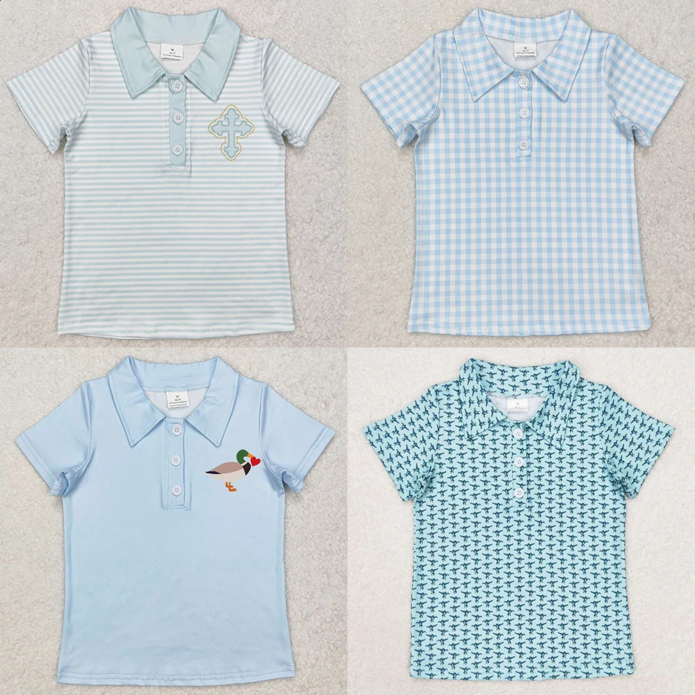 Fashion Baby Boys Clothes Duck Stripe Buttons Tee Shirts Tops Spring Boutique Kids Clothes Toddler Boys Pullovers Tops 250411