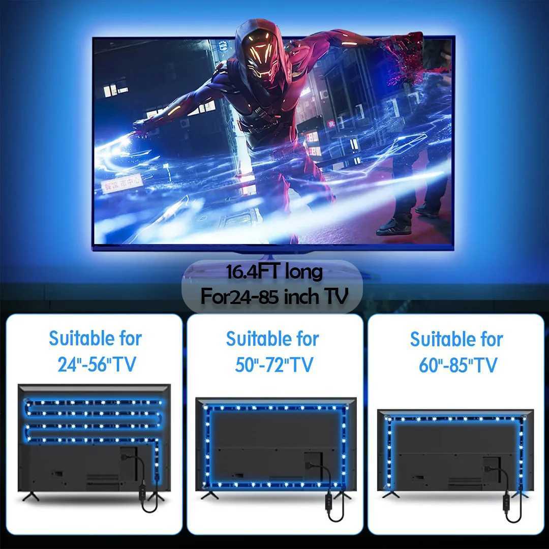 1PC 5V LED Strip Lights with 24-Key IR Control and Battery BoxCuttableSuitable for BedroomTVHalloween and Christmas Party W251112