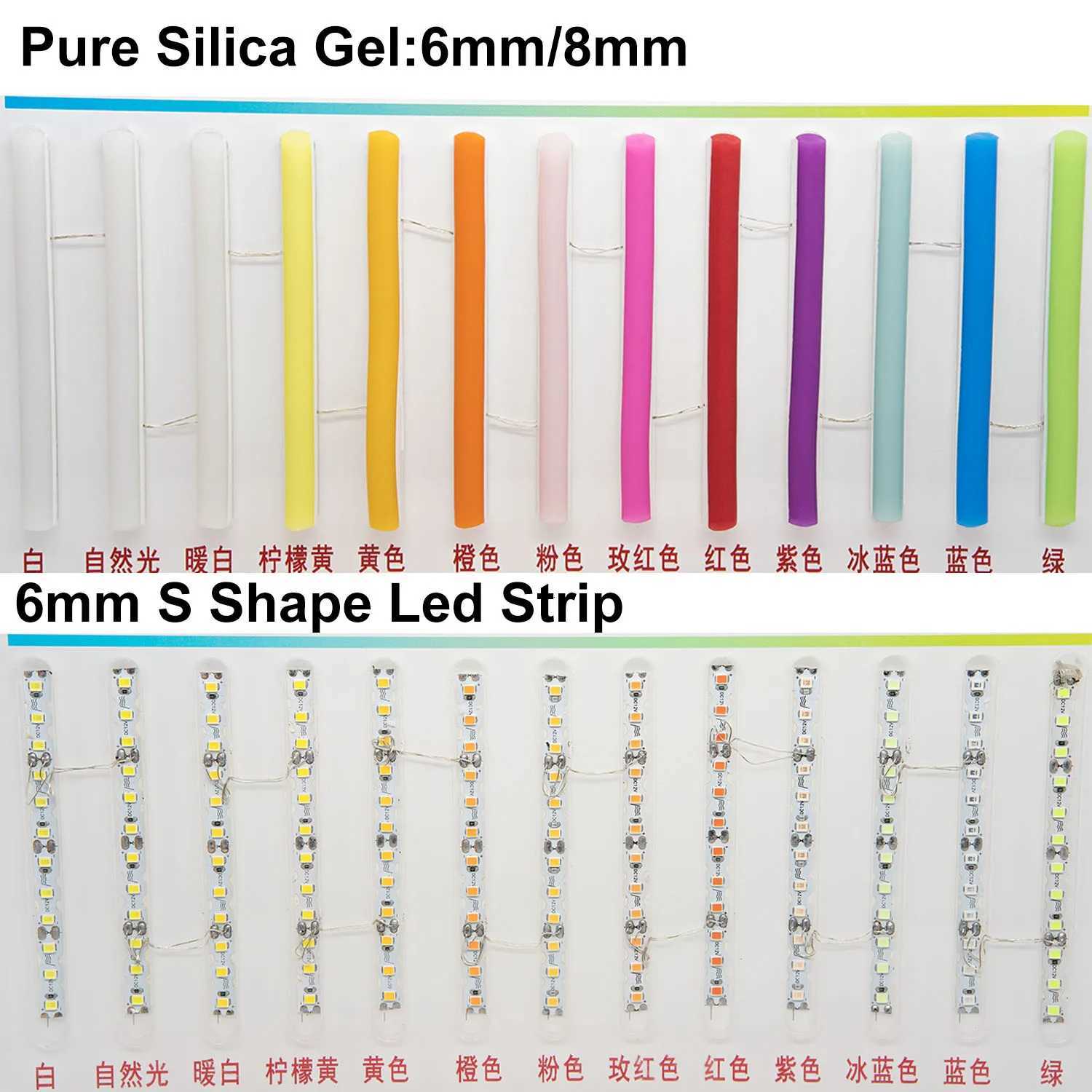 6mm 8mm 12mm S Bendable Separate Flexible Silicone Neon 3528SMD Led Strip 12V For LED Neon Sign Waterproof IP67 W251112