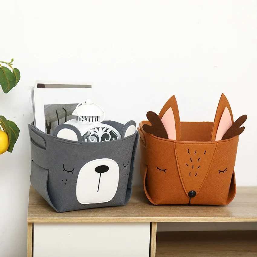 Cute Cartoon DIY Storage Box Felt Fabric Foldable Storage Basket For Nursery Toys Organizers Y251112