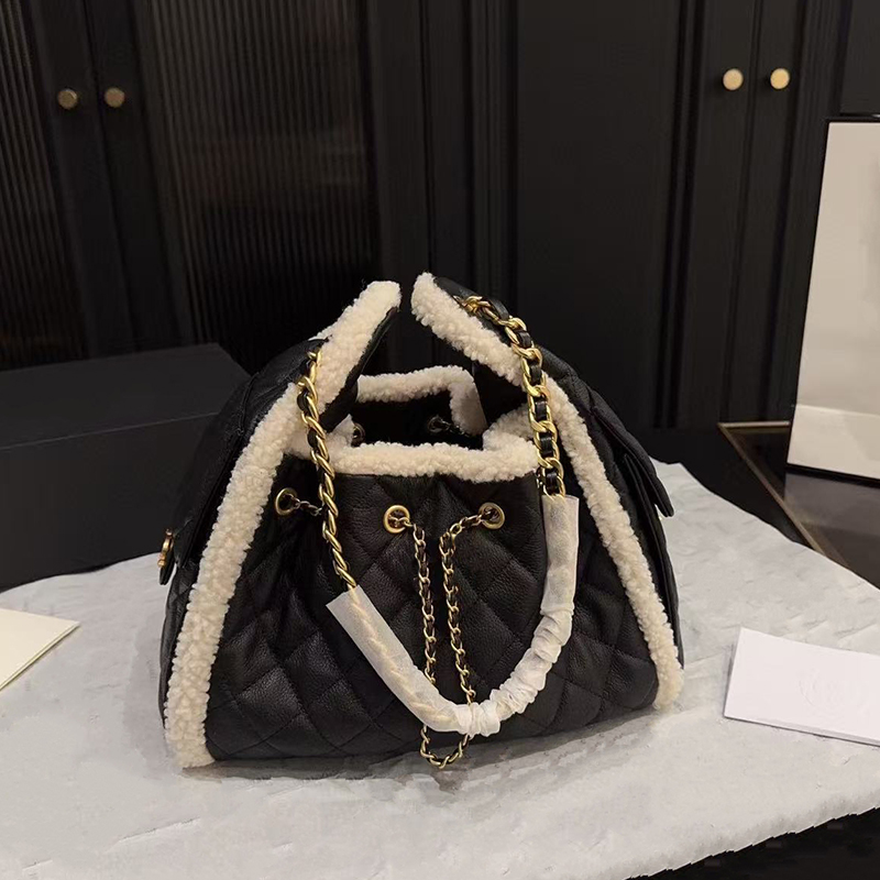 Designer Shoulder Bags Drawstring Chain Hobo 25C 25S Luxury Bucket Bag Ladies High Quality Leather and Denim Blue Handbags Multi Pocket Design Tote