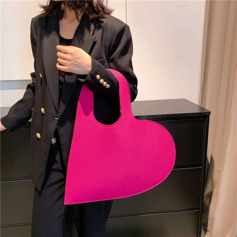 Love Handbags Designer Felt Tote For Women Ladies Shoulder Bags Fashion Trending Large Hand Bag Purses 2024