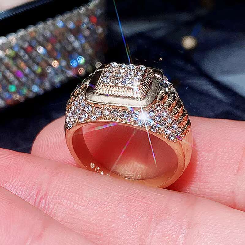 New Trendy Hip Hop Style Full of Diamond Ring Accessory tide Brand Hip Street Dance Ring for Fashion Men and Women