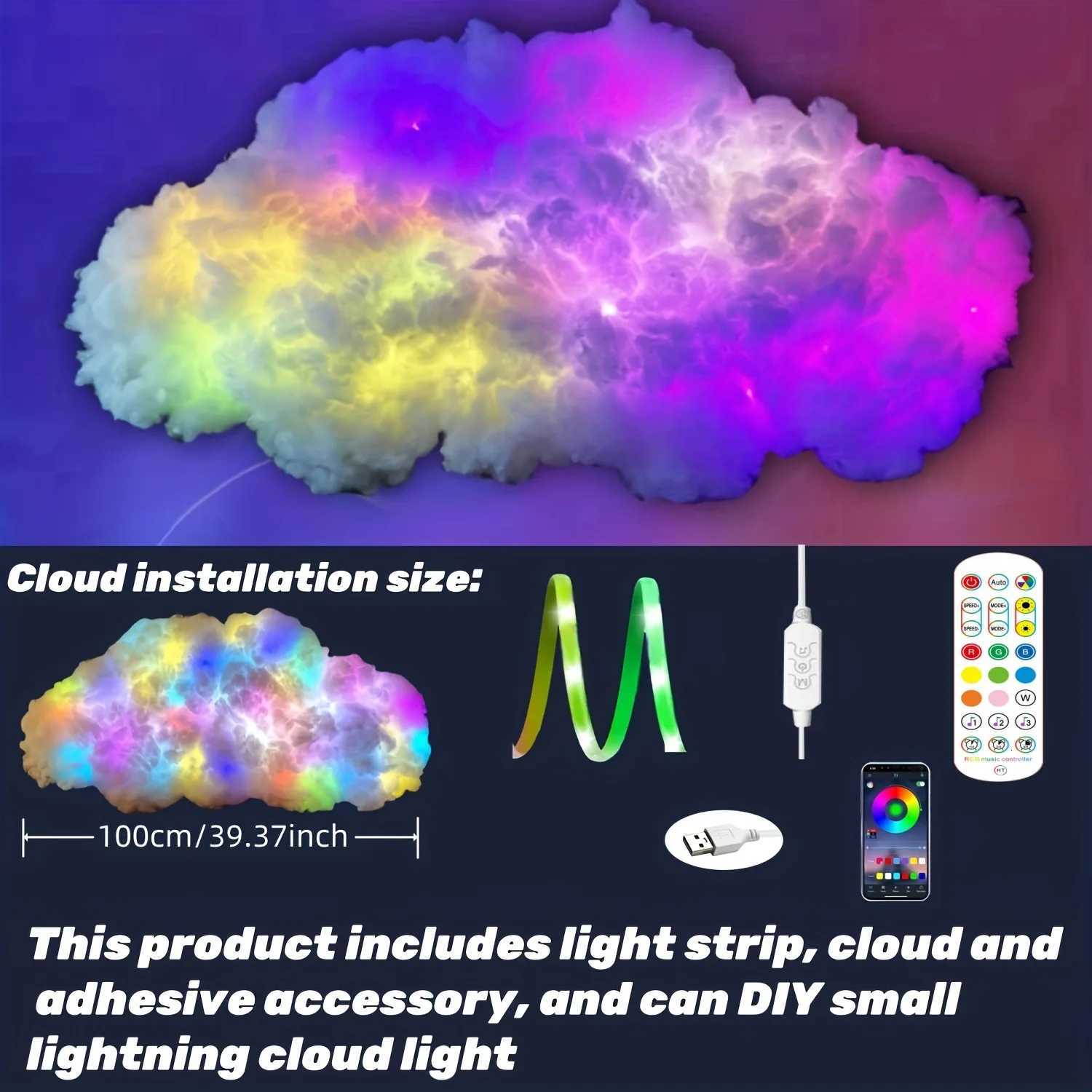 3D Cloud Lighting Light Led Lamp Multicolor Bedroom Clouds Lights Thunder Clouds Colorful Atmosphere DIY Creative Catton Cloud W251112