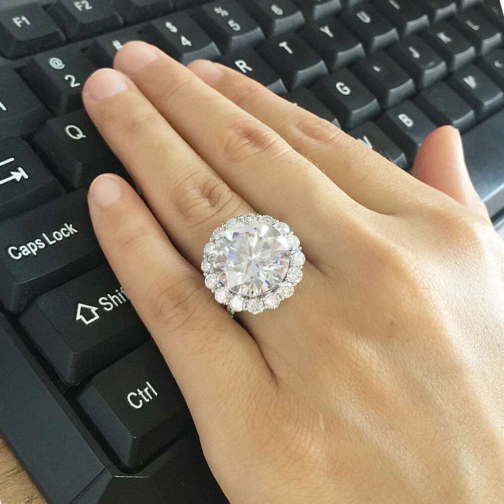 5carat Diameter DE Color Moissanite Wedding Engagement Ring For Women Solitare Ring Gold