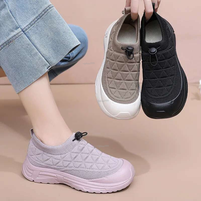 New Free Shipping Designer Shoes 2025 Autumn/winter Plush Thick Casual Flyknit Sports Soft Bottom Anti Slip Comfortable Lightweight Mom Shoes