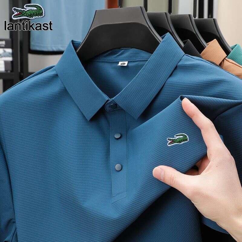 Noble Crocodile Summer Ice Silk Short Sleeve Men's Polo Shirt Moisture-Wicking Cool Business Casual designer hoodie Turn-Down Collar T-Shirt
