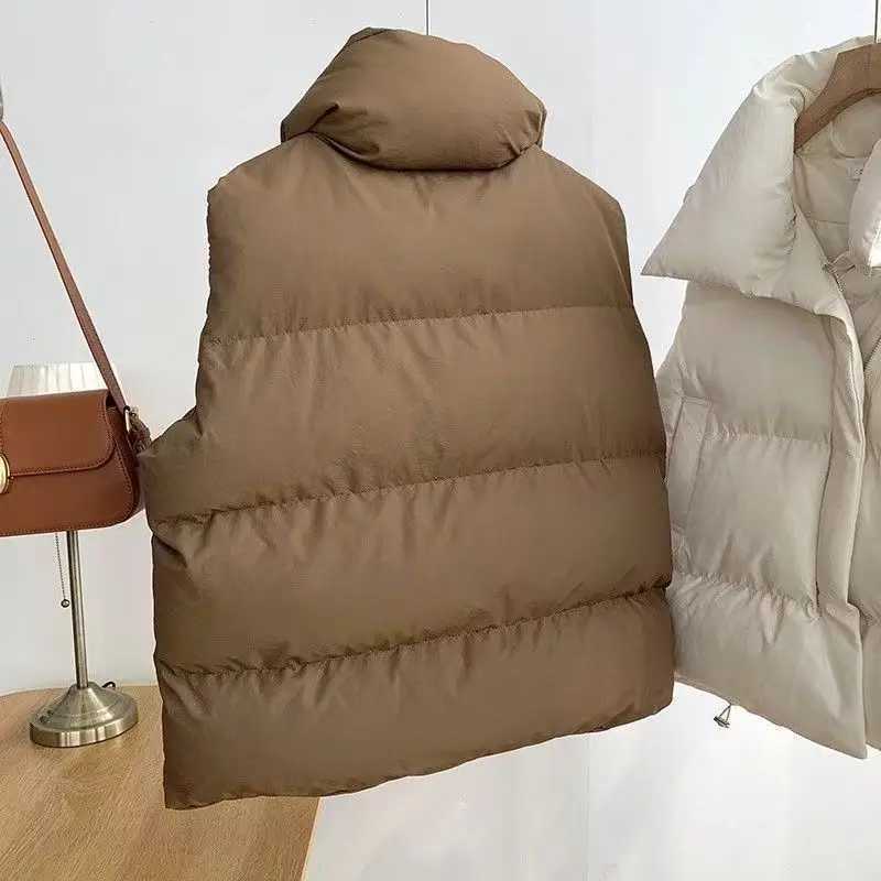 Autumn/winter Women Thickened Warm Vest Casual Sleeveless Solid Cotton-padded Parkas Keep Warm Hem Drawstring Vest Outerwear C251112