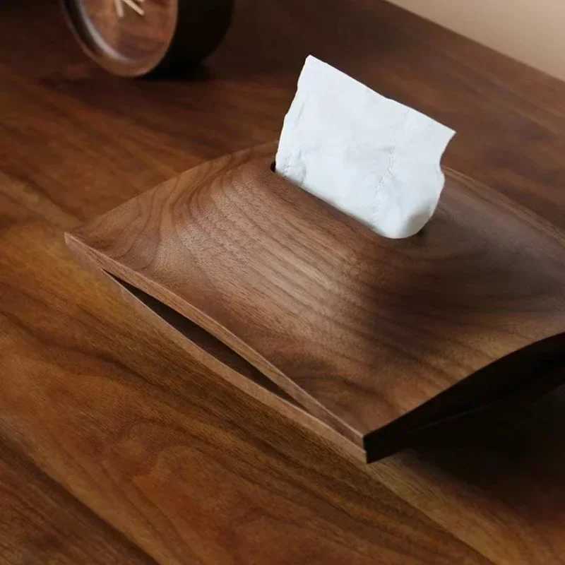 Luxury Solid Wood Tissue Box Living Ro Paper Box Household Black Walnut Paper Wood Decor Off Coffee Table Desk Decoration Y251112