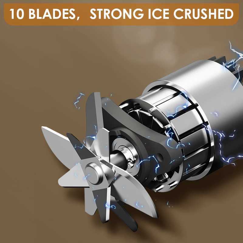 Portable Blender Electric Juicer Machine with 10 Stainless Steel Blades USB Rechargeable Fresh Fruit Mixers Mini Juice Maker C251113