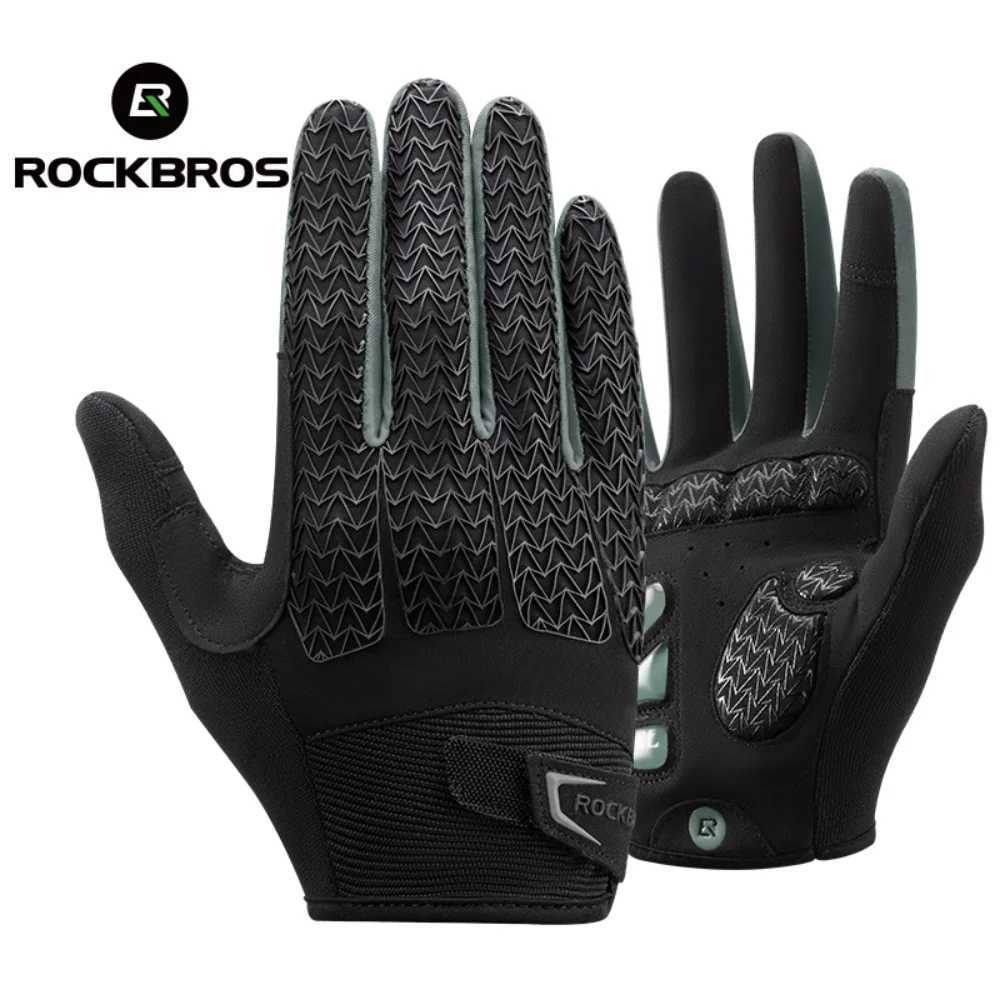 ROCKBROS Cycling Touch Screen Non-slip Gloves GET Liquid Silicone Palm Rest Full Finger Bicycle Glove Windproof Riding EquipmentC250412