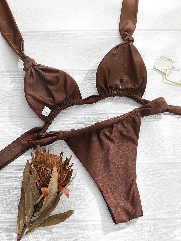 Pleated Bikinis Push Up Swimsuit Sexy Swimwear Women Bandage Beachwear Solid Color Bathing Suits 2024 Bikini Summer SwimsuitsW251113