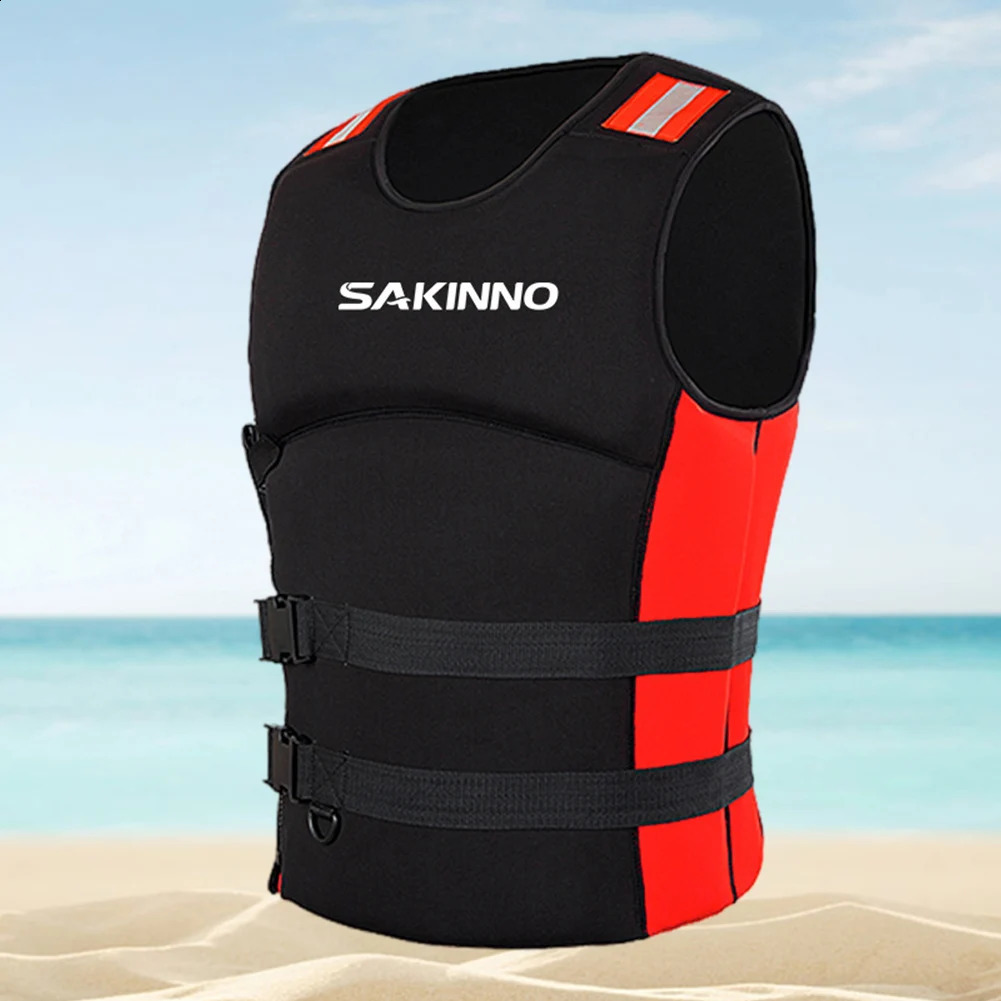 Adults Life Jacket Survival Swimsuit with Reflective Strips Swim Vest Floating Equipment Adjustable for Kayaking Rafting Boating 250411
