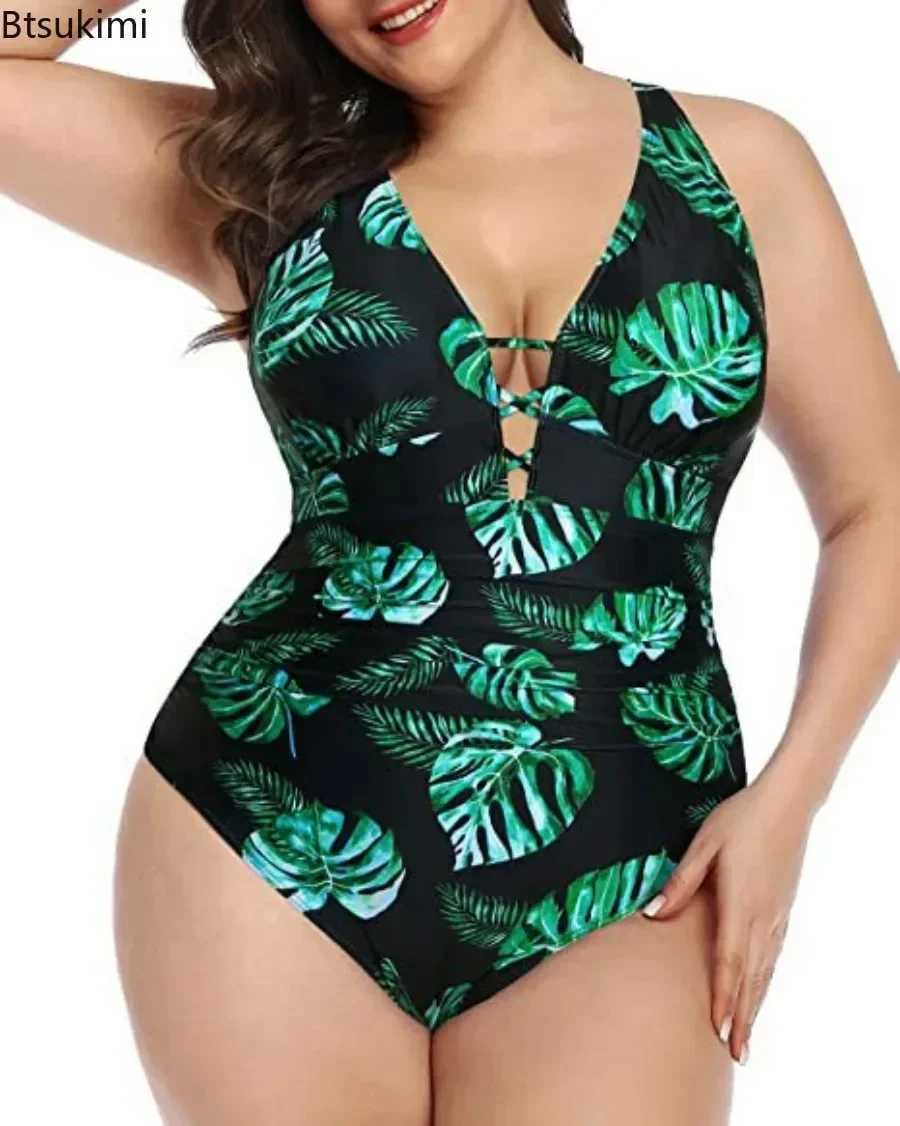 Plus Size 4XL 5XL Sexy One Piece Tankini Swimwear Women Slim Fit Monokini Swimsuit Push Up Bathing Suit High Waist Bodysuit 2025W251113