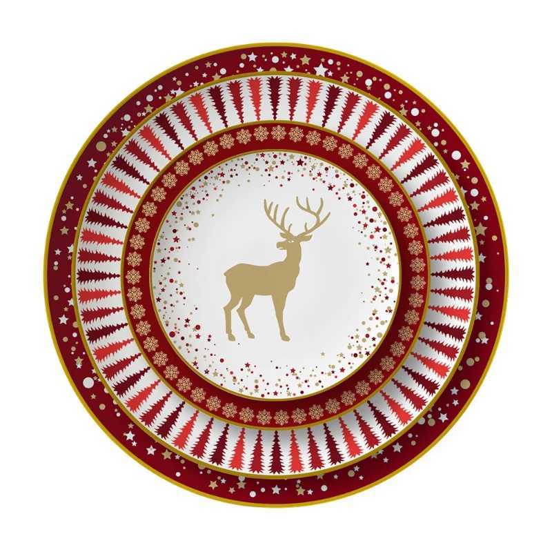 Christmas Nordic Ins deer bone china tableware set home hotel steak dessert plate cup Western food arrangement decoration Christmas gift Y251113