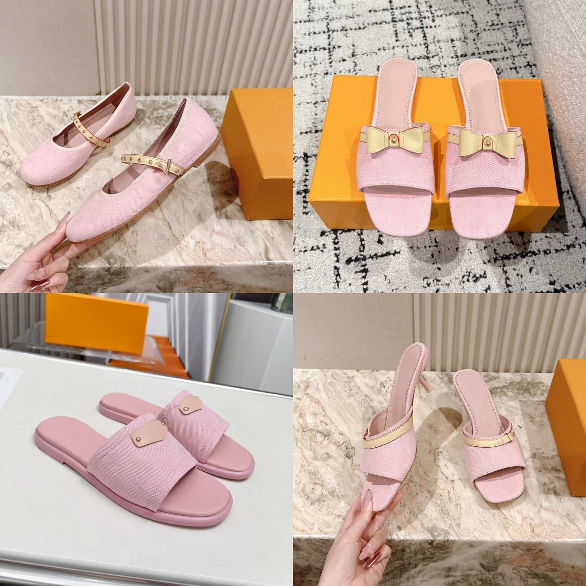 designer sandals TM slippers woman fashion shoes black white luxury cherry blossom pump heel height party shoes
