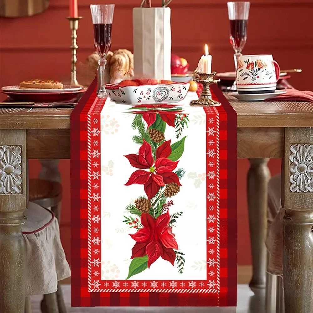Christmas New Christmas tablecloth supplies linen table flags creative Christmas table flags dining table decorations printed flags Y251113