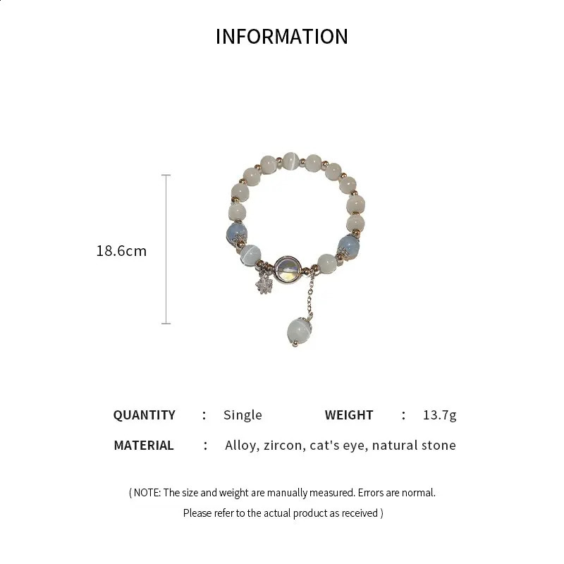 Blue purple opal bracelet womens sparkling crystal moon star pendant wristband jewelry 250410