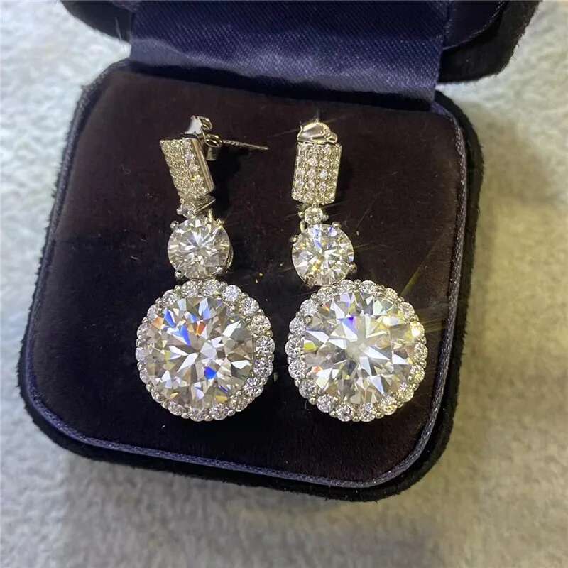 Platinum PT950 new 5 carat D color moissanite earrings fire color super good super flash moissan diamond eight hearts and eight