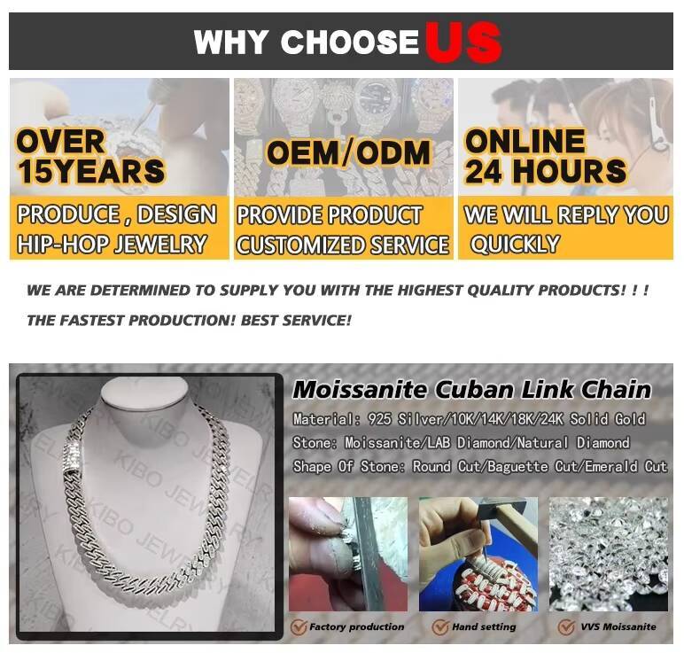 Thickness Big Hiphop Cuban Chain 925 Sterling Silver Black Gold Plated 20mm Moissanite Black Cuban Link Chain