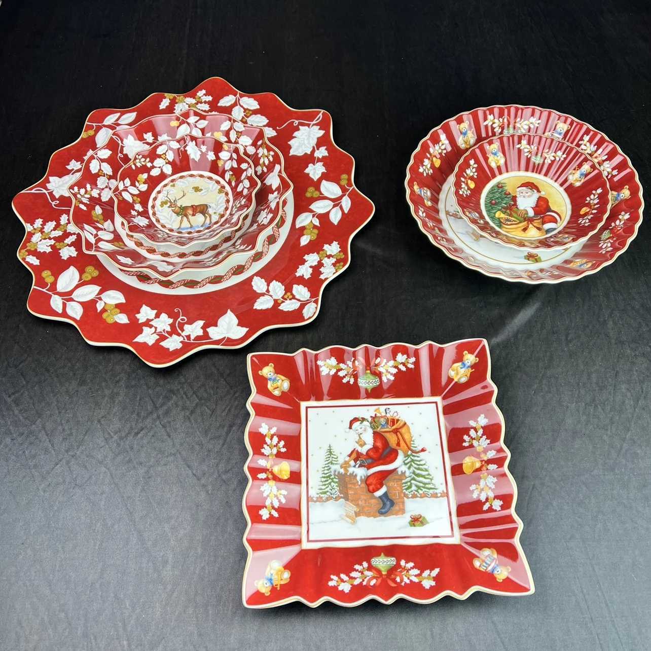 Christmas German Weibao Tableware Christmas Tableware Toys Joy Mug Polygon Bowl Western Cuisine Plate Coffee Cup Salad Dish Snacks Y251113