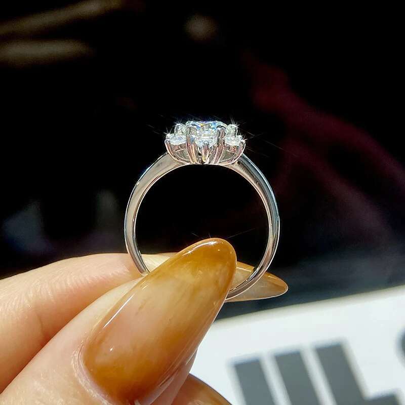 GRA Glamorous Luxury 1CT Moissanite Diamond Gemstone Snowflake Rings for Women Gfit Real 925 Sterling Silver Engagement Wedding