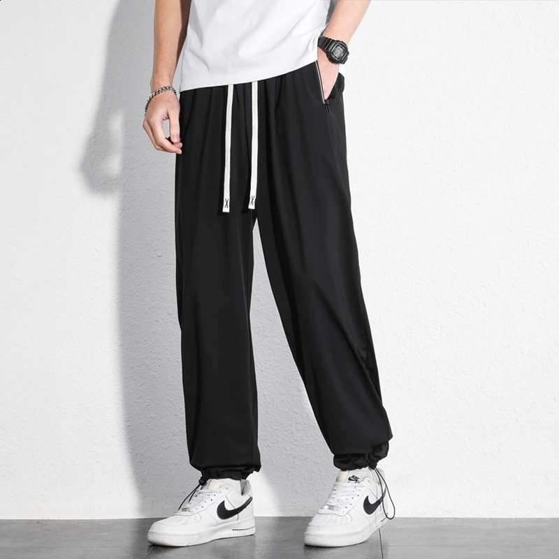 25SS Summer Ice Silk 190 High Waist Mens Super Large Casual Sports Straight Pants Super Elastic 110/115/120cm 250410