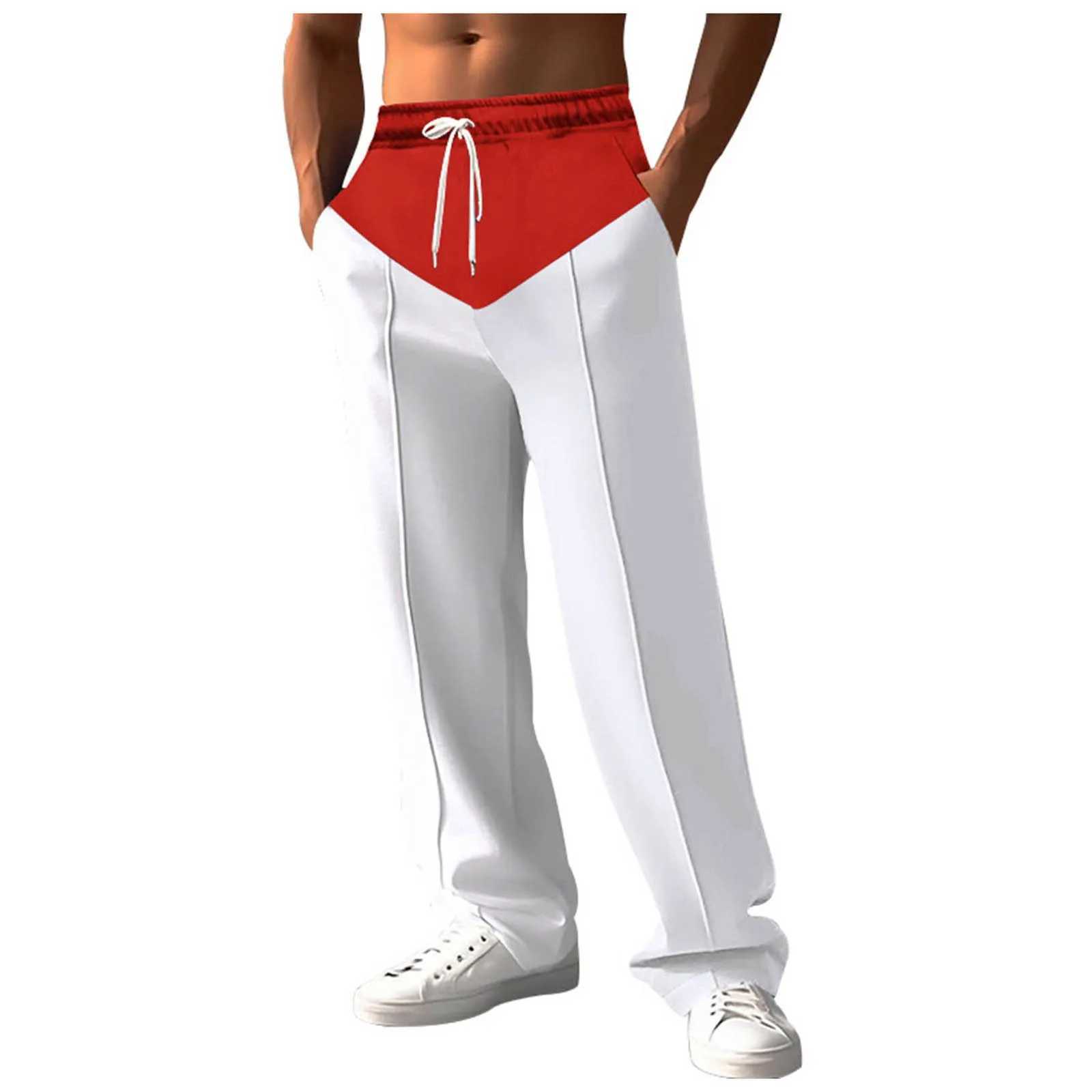 Mens casual spring and autumn loose wide leg pants with spliced straight pants Jogging Work Cargo Trouser Male Freight ForwardingXJ250412