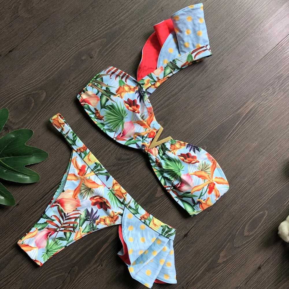 Metal V Tank Top Low Waist Bikini Sets Swimsuit For Women Orange Sexy Two Pieces Swimwear 2023 Summer Beach Bathing SuitsW251113