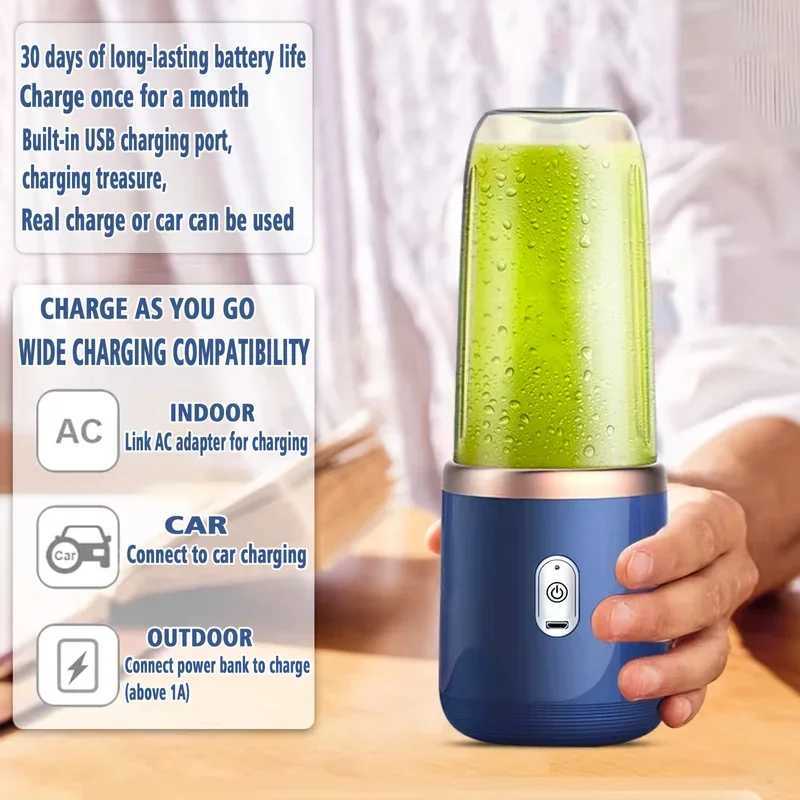 6 Blade 400ML Portable Blender Electric Juicer Cup For Travel Portable Juicer Mixer Usb Fresh Fruit Juice Blender Smoothie C251113