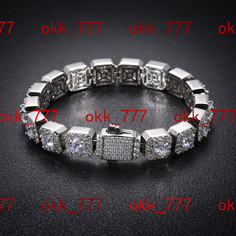 Dropshipping Fashion Men Jewelry Fine Iced Out 10mm 925 Sterling Silver VVS Moissanite Tennis Chain Bracelet