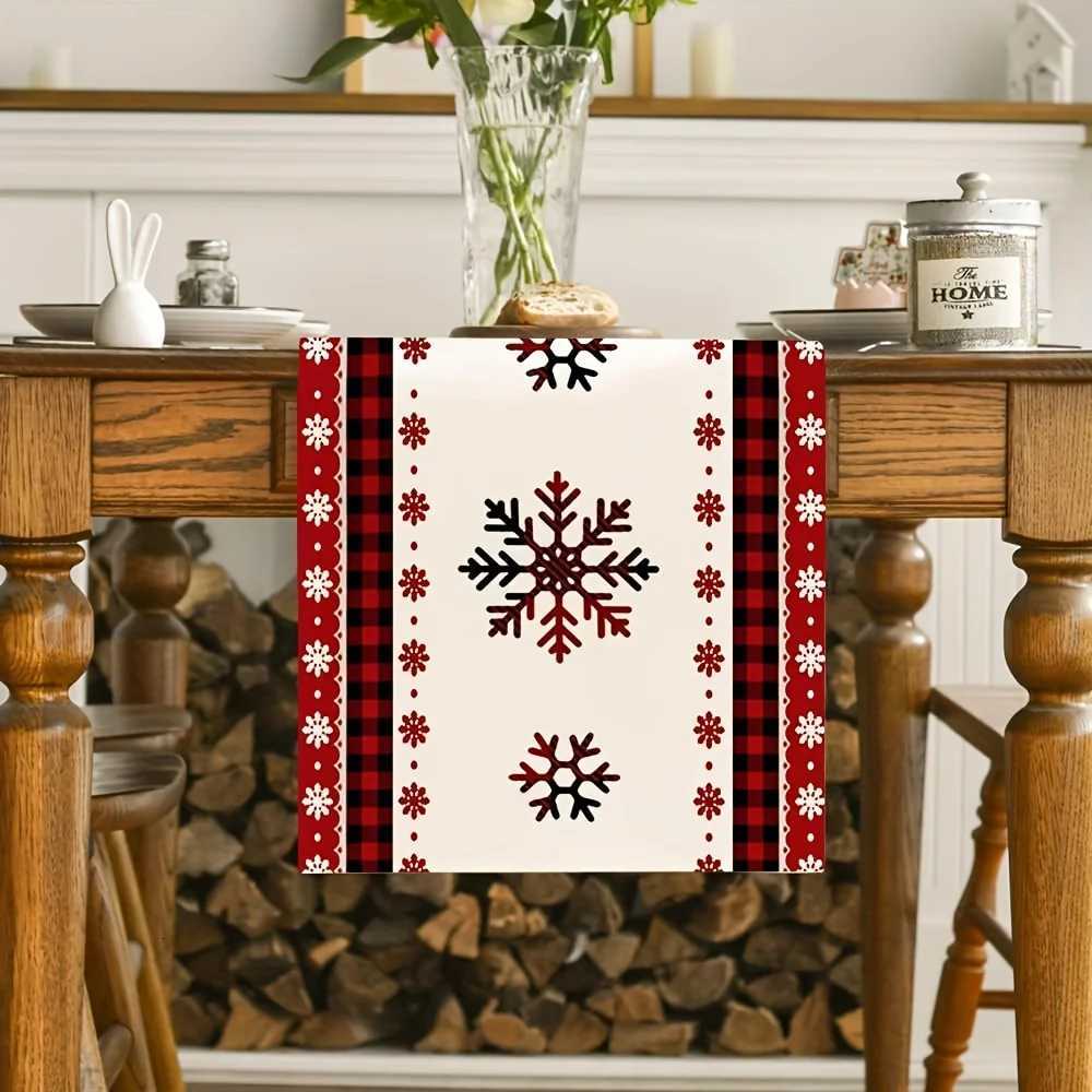 Christmas VIKAMA Red Snowflake Design Christmas Table Runner Kitchen Dining Table Decoration Home Party Decorative Table Runner Y251113