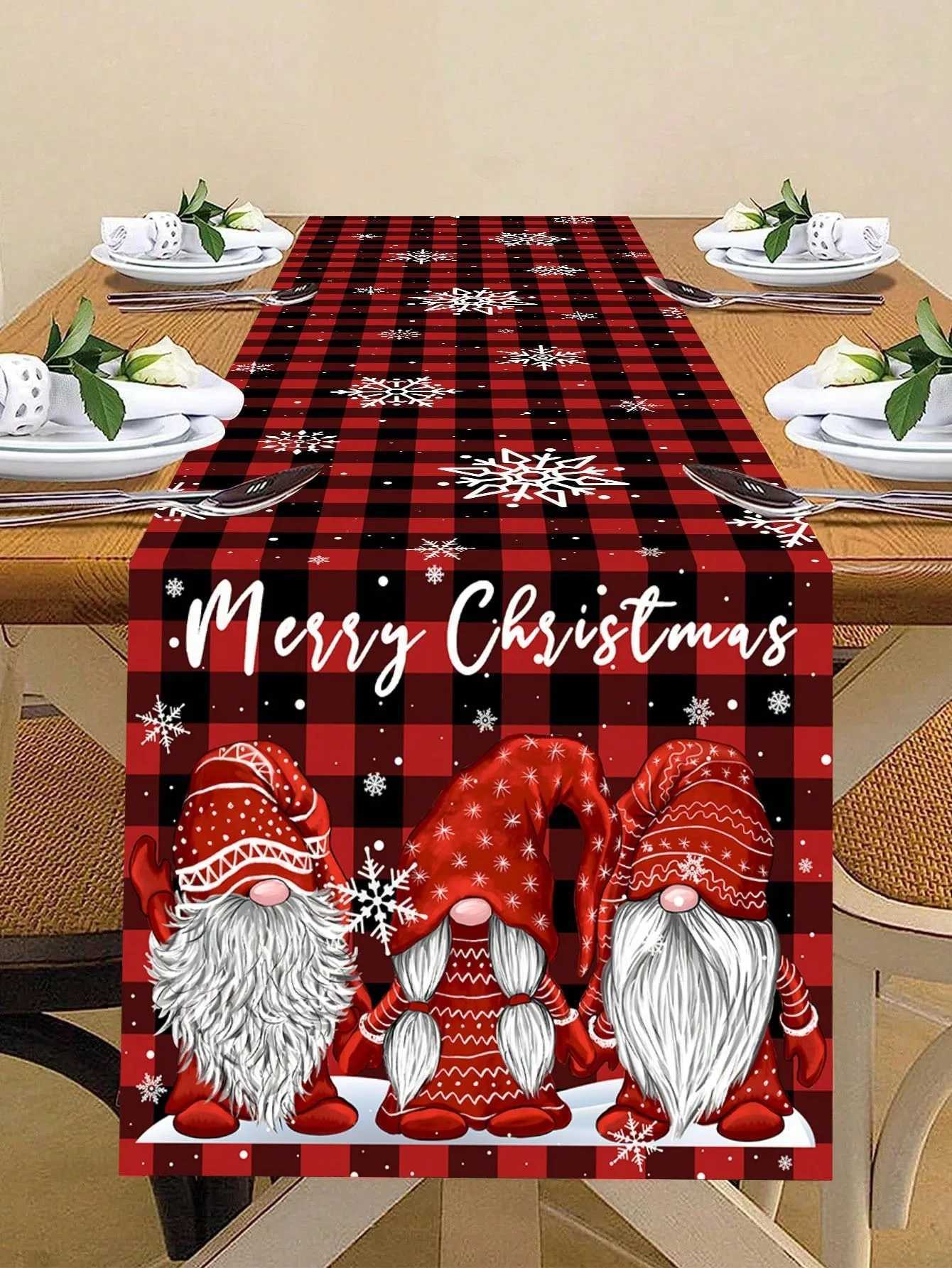 Christmas Christmas Retro Dwarf Snowflake Table Decoration Table Flag Holiday Restaurant Decoration Warm Farmhouse Table Decoration Christ Y251113