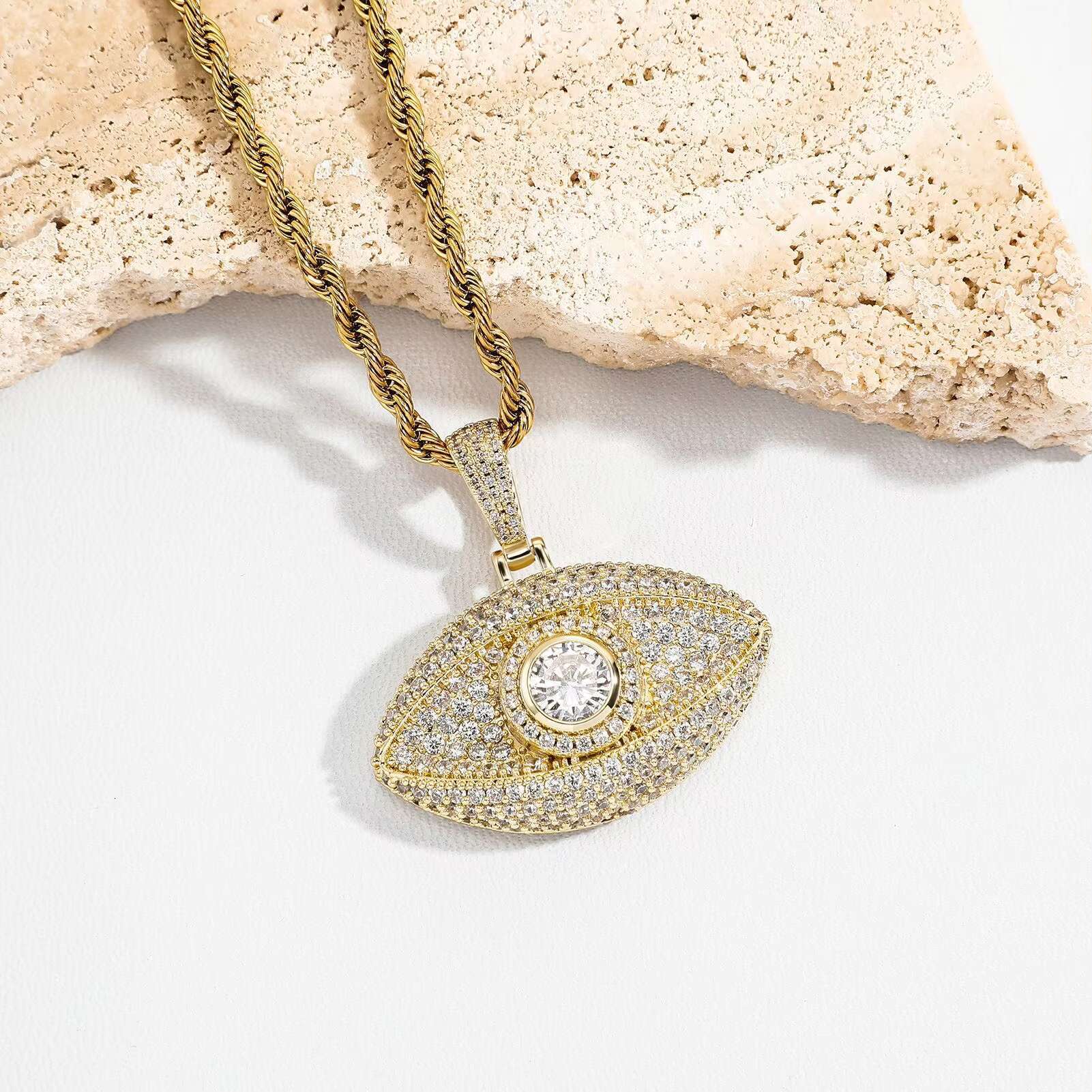 Wholesale Devils Eye Stereo Pendant Micro-inset Zircon Hip Hop Necklace