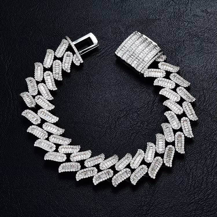 New Fashion Mens Gold and Silver Plated Brass Hip Hop Chain Charms Bracelets Rappers Bracelets with Zircon Stones