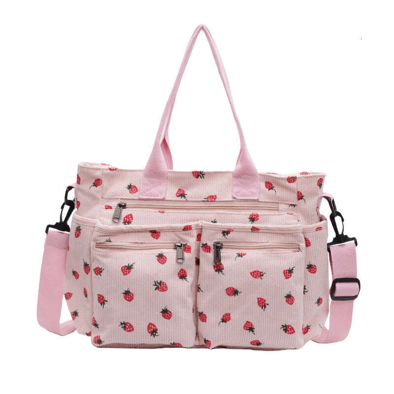 designer bag Corduroy printed tote versatile women's strawberry shoulder crossbody large capacity handbag mommy bag