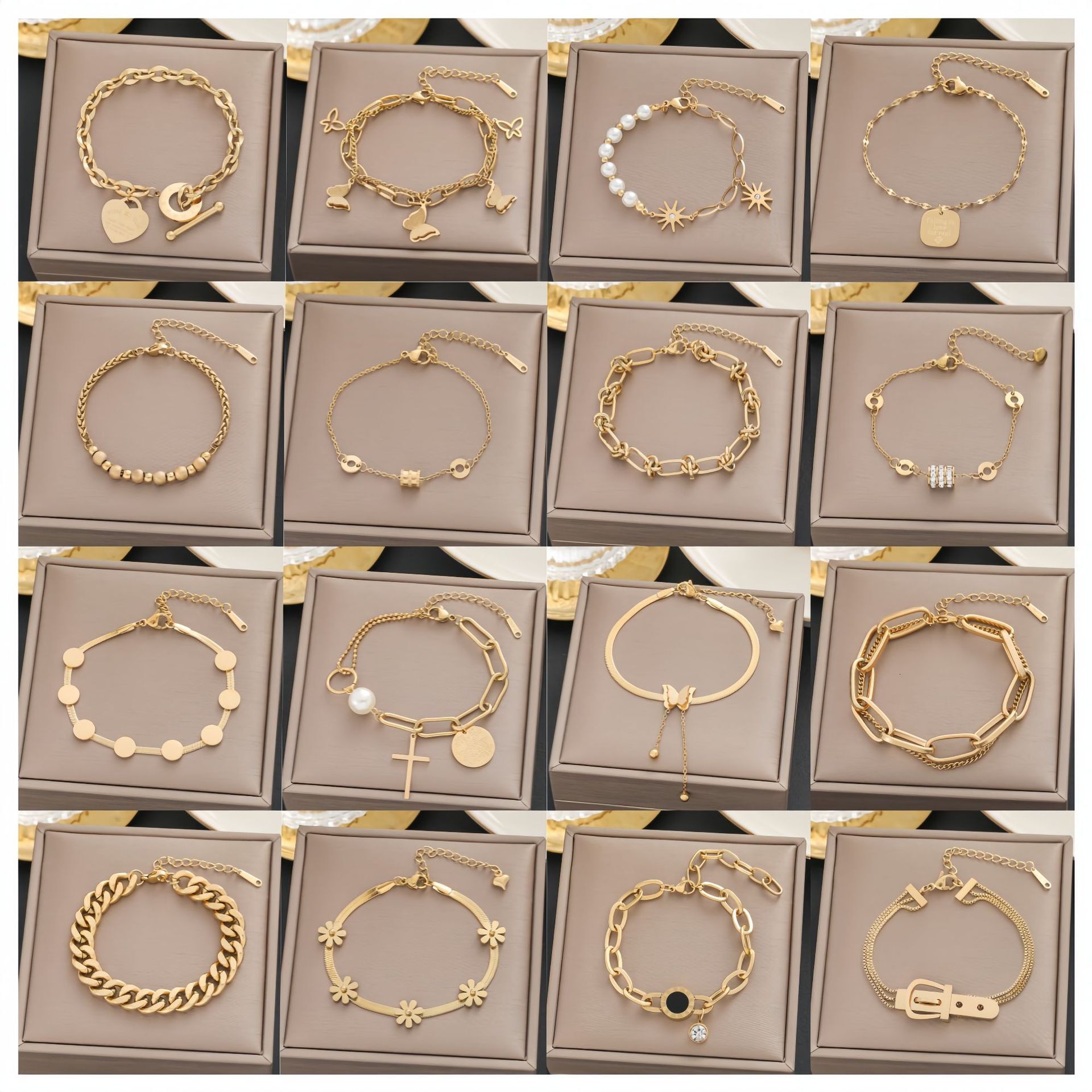 TB BHULAMTE Free Shipping New Designer Accessories Hundred Styles Bracelet 18k Gold Non-fading Titanium Steel Women Versatile Ins Personality Fashion 