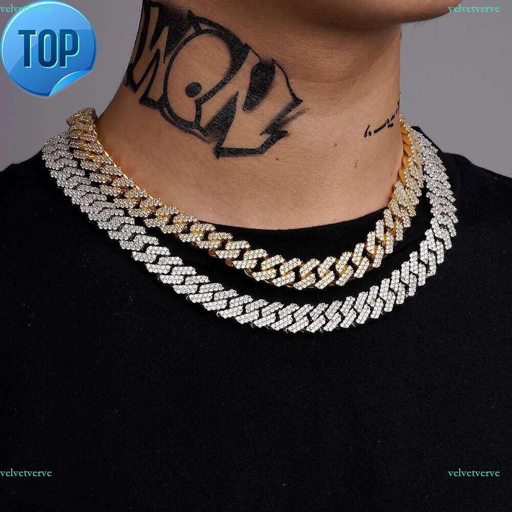bracelet necklace mossanite Hip Hop Jewelry Ladies 12mm Gold Dia Necklace Bracelet Sier Iced Out vvs moissanite Cuban k Chains for Men