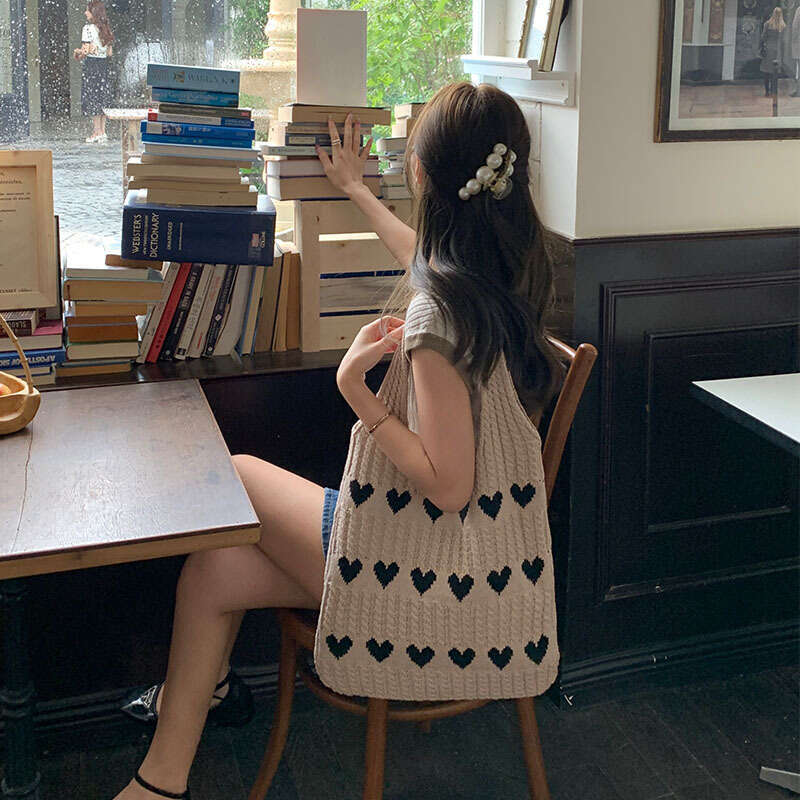 designer bag New Knitted Woven Love Women's Premium and Exquisite Woolen Handheld Shoulder Bag, Shopping Bag