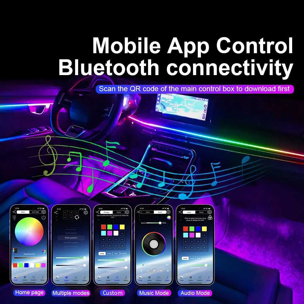 14/18 in 1 Led Acrylic Car Ambient Light RGB 64 213 Color Symphony Acrylic APP Streamer Atmosphere Lamp Kit One Zone Dual Zone W251112