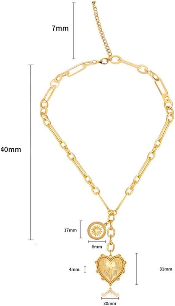 18K Gold Plated Coin Lion Head Pendant Chunky Paperclip Choker Necklace Gifts On Birthday Holidays For Women