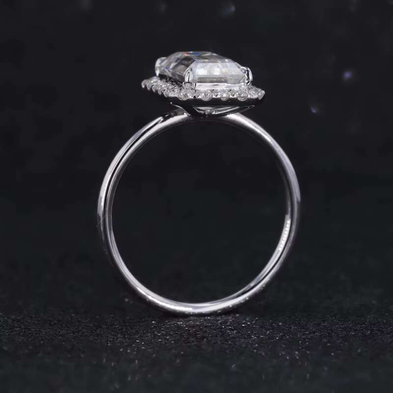 Starsgem Custom Jewelry 14k White Gold 10*6.5mm Emerald Cut Moissanite Ring