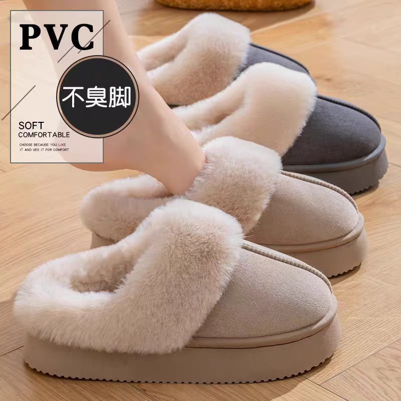 Bebealy Warm Womens Slipper Winter Memory Foam Fluffy Slippers Quality Slipon House Suede Slippers Fur Lined AntiSkid Slippers251029