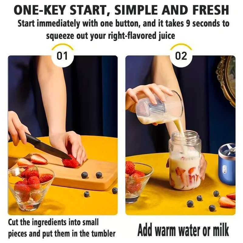 6 Blade 400ML Portable Blender Electric Juicer Cup For Travel Portable Juicer Mixer Usb Fresh Fruit Juice Blender Smoothie C251113