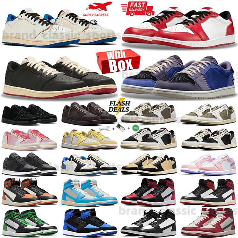 With box Designer Shoes Basketball Shoes 1s low Black rookie of the year White Brown Velet Yellow Red Fragment Men Women Outdoor Trainer Sports Comfort Sneakers