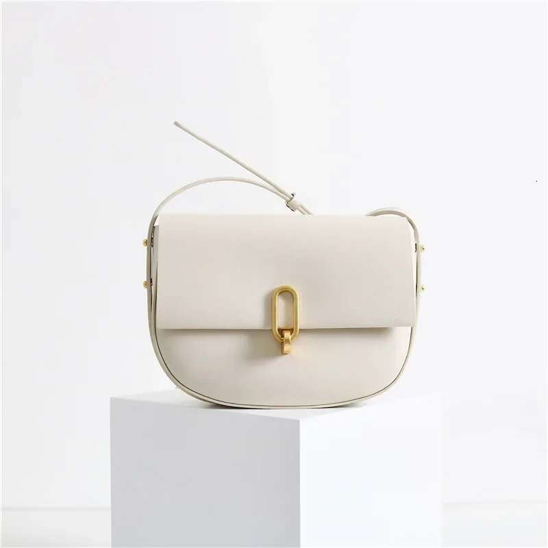 Authentic Leather Women Saddle Bag 2023 New Cowhide Fashion One Shoulder Handbags Female Brand Designer Crossbody Bags