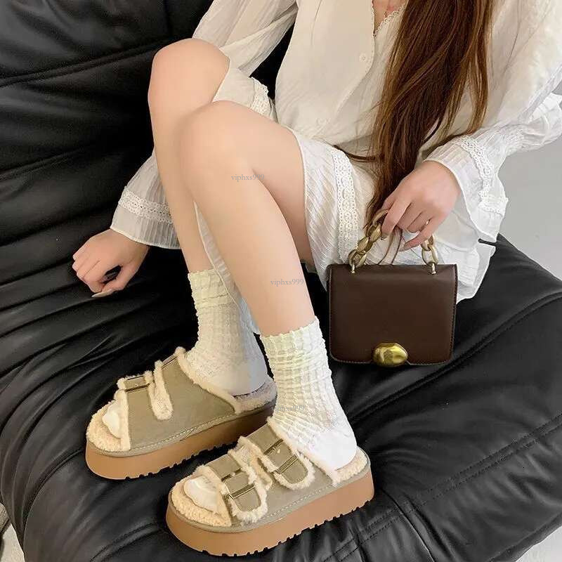 Free Shipping Designer Shoes Hairy Slippers For Women S Outdoor Wear In Spring And Autumn Height Increasing Birkenins Trend Summer Thick Soled Cotton 