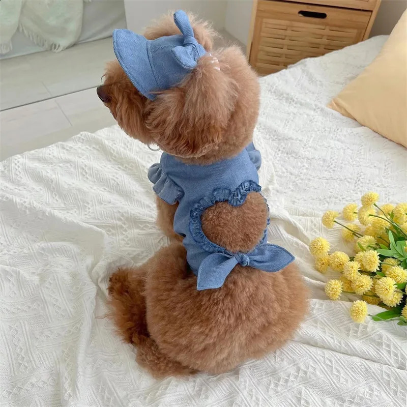 Japanese Style Pet Clothes Puppy Kitten Spring Summer Love Vest Sun Hat Cute Dog Clothing Suit t-Shirt Tank Top Hat Spuppy 250407