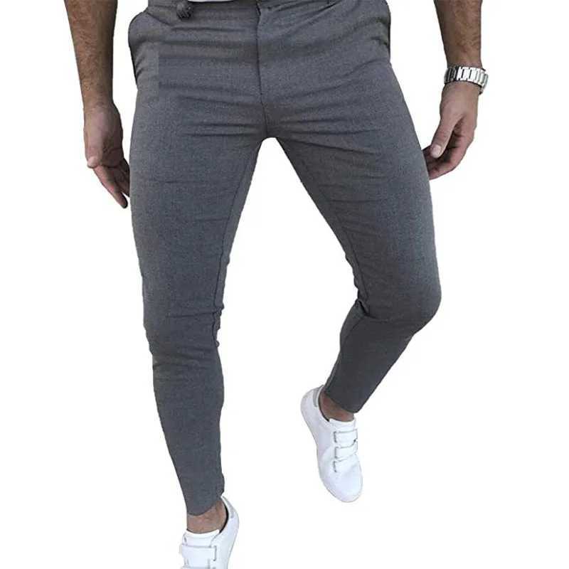 2025 new spring mens pencil pants fashion plain weave Trouser mens ultra-thin fit business clothes young mens tight pants MY908XJ250412